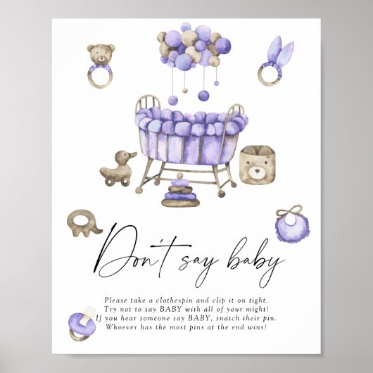 Poster Fête prénatale de bébé Ne dites pas bébé (Devant)