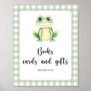 Poster fête prénatale grenouille - livres cartes et cadea