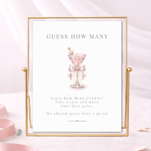 Poster Fête Prénatale Pink Martini Girl Devinez Combien