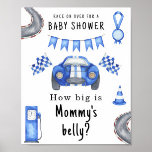 Poster Fête prénatale pour bébé de course automobile Quel