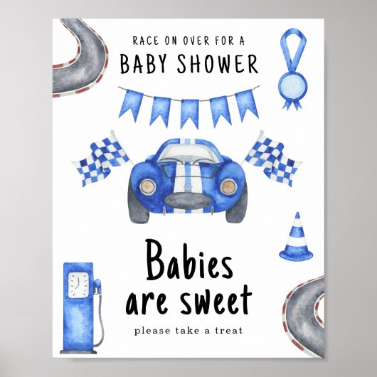 Poster Fête prénatale pour bébé de course - Les bébés son (Devant)