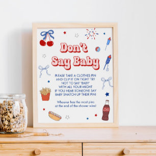 Poster Fête prénatale pour fille du 4 juillet Ne dites pa