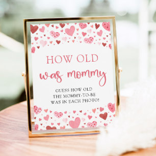 Poster Fête Prénatale Rose pour Bébé Saint Valentin Quel