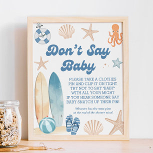 Poster Fête Prénatale Thème Plage et Côte "Ne dites pas B