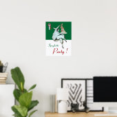 Poster FÊTE SPAGHETTIS, CUISINE ITALIENNE, rouge vert bla (Bureau à domicile)