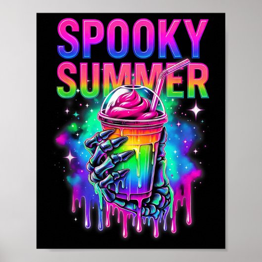 Poster Fête squelette des vibes Summerween Boissons d'été (Devant)