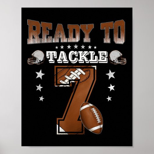 Poster Fête Thème Football pour garçon 7 ans (Devant)