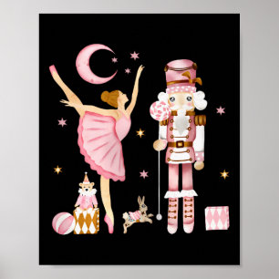 Poster Fête vintage Noisette de Ballet Noël Rose