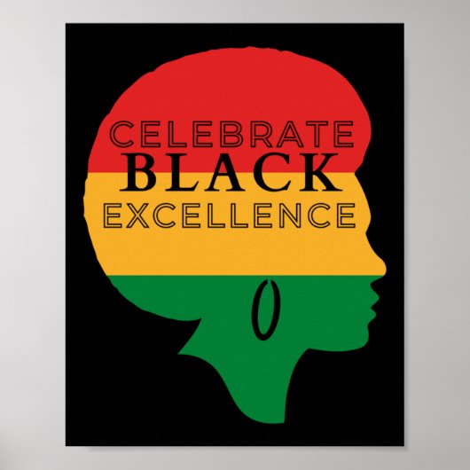 Poster Fêter l'excellence noire Afro Silhouette - Rouge (Devant)