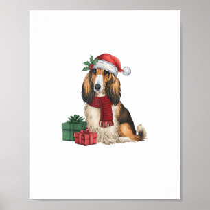 Poster Fêtes de Noël de Chien de Hound Afghan Père Noël D