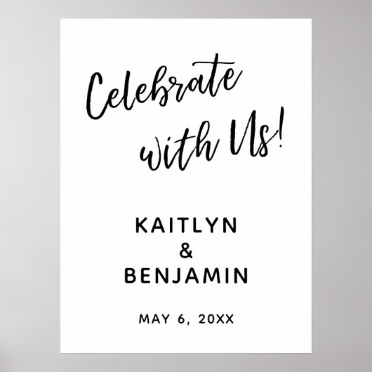 Poster Fêtez avec nous ! Signe Mariage de typographie sim (Devant)