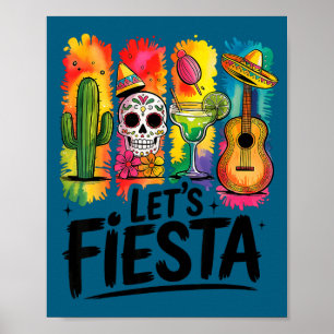 Poster Fêtons le cinq mai crâne de margarita mexicaine
