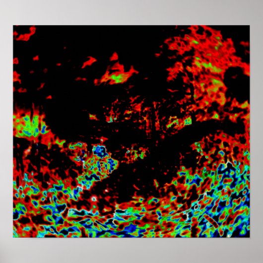 Poster Feu Abstrait dans une forêt (Devant)