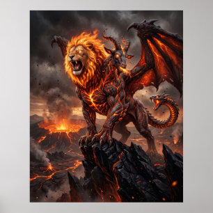 Poster Feu Chimère Mythique Caldera Art