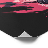 Poster Feu cool et fumée Noir Ninja Chat Guerrier (Coin)