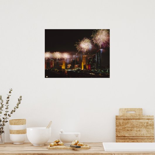 Poster Feu d'artifice à Houston Texas (Cuisine)