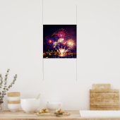Poster Feu d'artifice bleu, rouge et or (Cuisine)