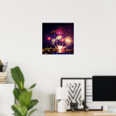 Poster Feu d'artifice bleu, rouge et or (Bureau à domicile)