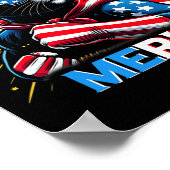 Poster Feu d'artifice Chat noir patriotique Drapeau améri (Coin)