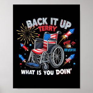 Poster Feu d'artifice drôle de chaise roulante patriotiqu
