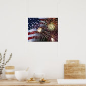 Poster Feu d'artifice et drapeau américain (Cuisine)