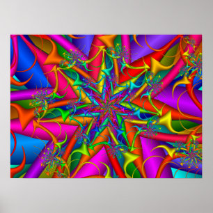 Poster Feu d'artifice fractal coloré