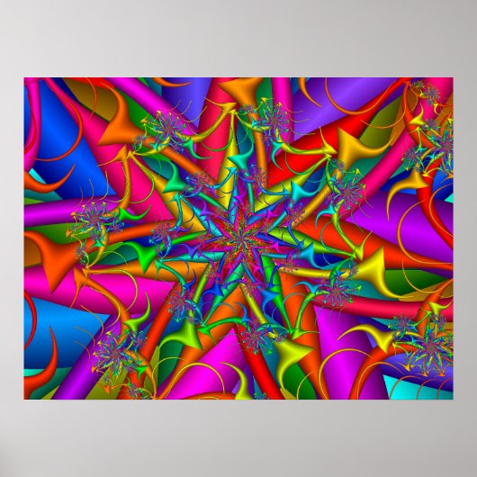 Poster Feu d'artifice fractal coloré (Devant)