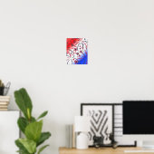 Poster Feu d'artifice sur bleu blanc rouge (Bureau à domicile)
