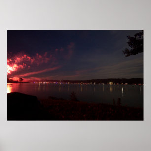 Poster Feu d'artifice sur le lac Atwood, Ohio