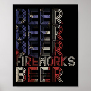 Poster Feu de bière Retro 4 juillet Parade de fête Dragon