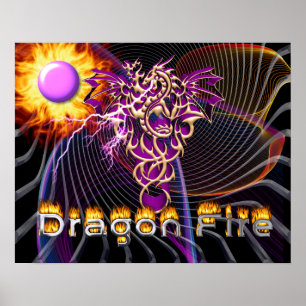 Poster Feu de dragon - Art Imaginaire