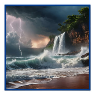 Poster Feu de foudre Waves Beach Paysage