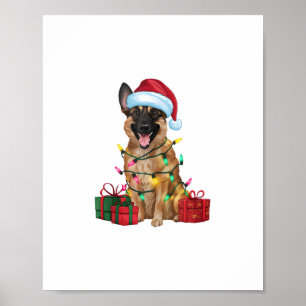 Poster Feu de Noël Santa Hat Chien belge Malinois Chris
