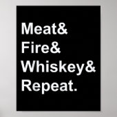 Poster Feu de viande Whiskey Répéter Barbecue Funny Chemi (Devant)