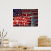 Poster Feu d'Indépendance & Statue de la Liberté (Cuisine)