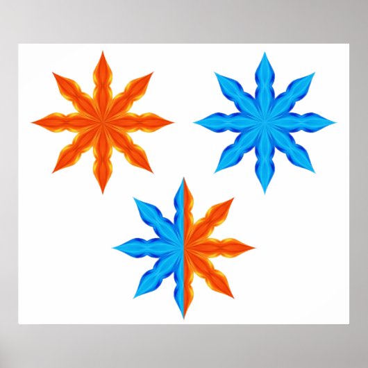 Poster Feu et glace Étoiles à huit pointes (Devant)