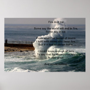 Poster Feu Et Glace Sur Une Grande Vague