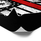 Poster Feu pompier USA Drapeau mince ligne rouge (Coin)