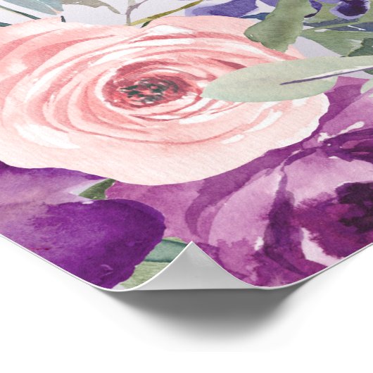 Poster Feuillage de couleur rose pourpre 90e anniversaire (Coin)