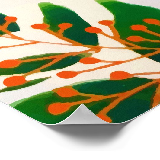 Poster Feuillage de forêt rustique automne Berries d'hive (Coin)