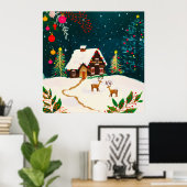 Poster Feuillage de forêt rustique automne Berries d'hive (Bureau à domicile)