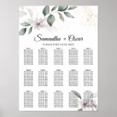 Poster Feuillage et Fleur Aquarelle Douce Verdure | Or (Devant)