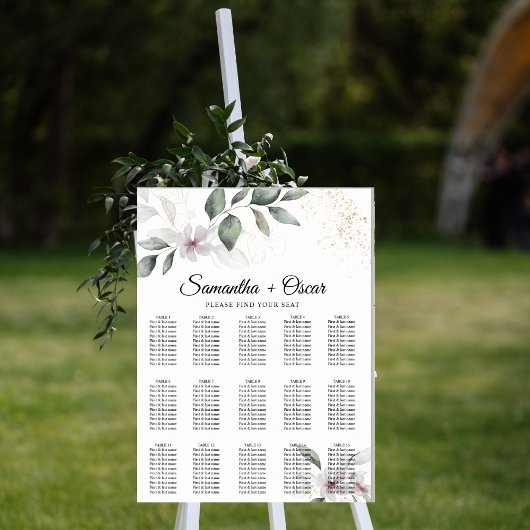 Poster Feuillage et Fleur Aquarelle Douce Verdure | Or