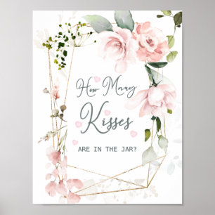 Poster Feuillage Floral Rose Combien de baisers dans le p