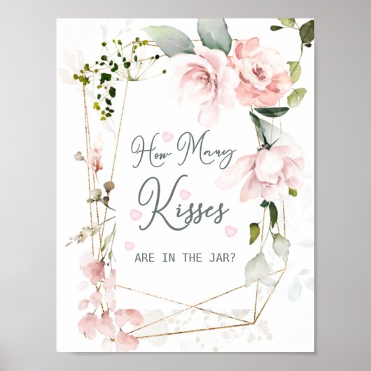 Poster Feuillage Floral Rose Combien de baisers dans le p (Devant)