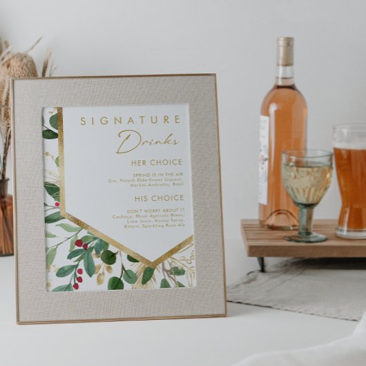 Poster Feuillage moderne de Noël | Boissons blanches de p