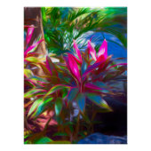 Poster Feuillage néon tropical en floraison (Devant)