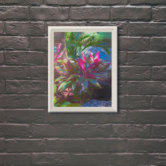 Poster Feuillage néon tropical en floraison