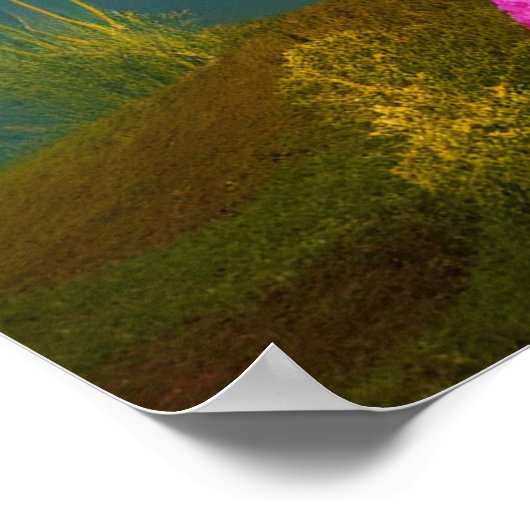 Poster Feuillage pourpre Lune et lac paisible (Coin)