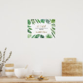 Poster Feuillage tropical + animaux d'or baby shower (Cuisine)